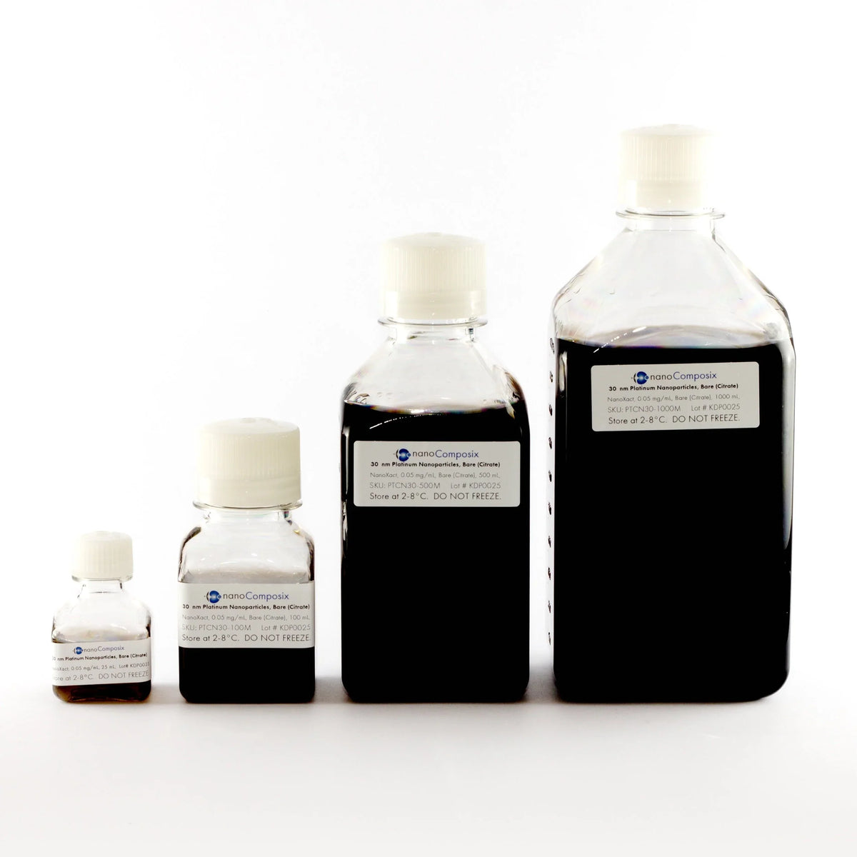 Platinum Nanoparticles - Citrate, 0.05 mg/mL (5 nm - 70 nm; 50 mL – 1 L)