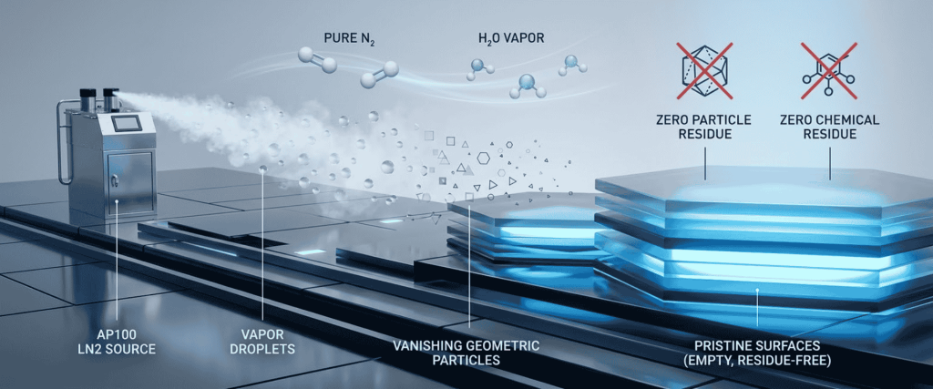 AP100 LN2 system produces pure nitrogen vapor, removing particles and chemical residue for pristine surfaces
