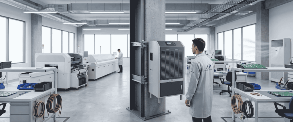 Humidity Sensor in modern clean industrial lab for precision environmental monitoring and automation systems