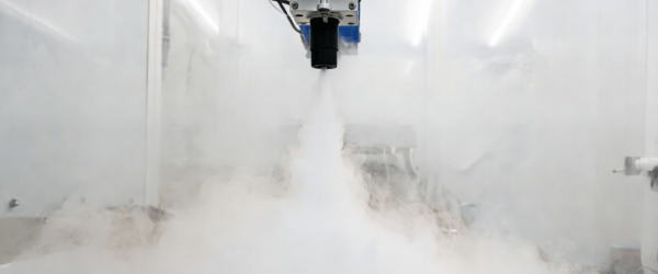 Cleanroom Fogger releasing sterile mist inside a controlled chamber for sanitation, testing, and contamination control.