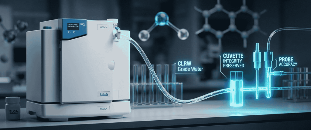 Clinical Chemistry analyzer with CLRW-grade water system, cuvette integrity, and probe accuracy testing