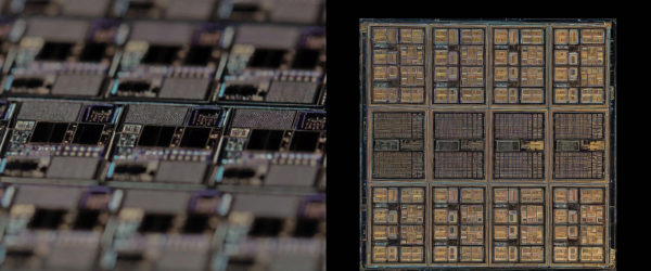 Photolithography comparison showing limited resolution, complex equipment, and next-gen EUV with smaller, precise features