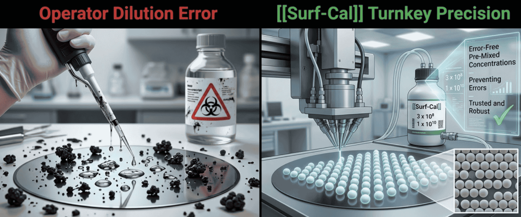 Surf-Cal turnkey precision system prevents operator dilution errors with automated pre-mixed concentrations and uniform sample dispensing