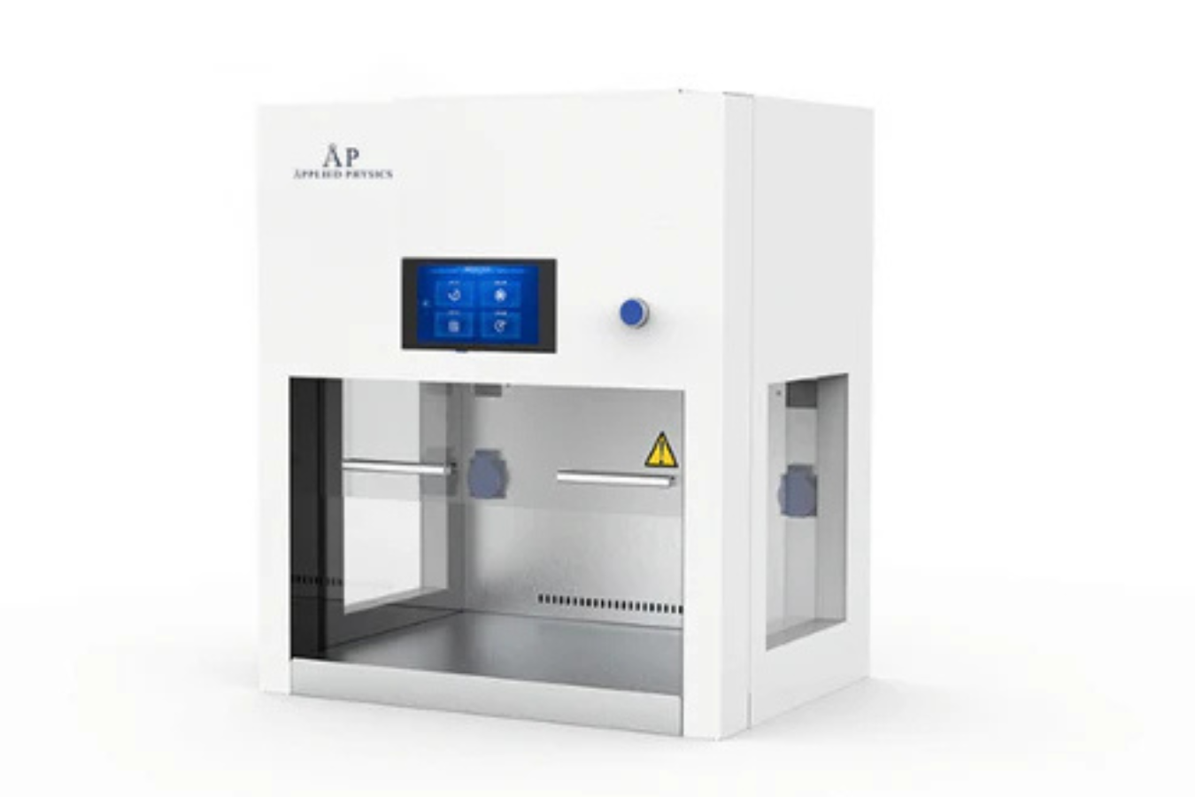 Lab equipment with a touchscreen interface for controlled environment work, ensuring safety and precision in experiments.