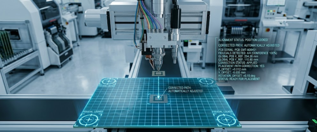 Automatic Chip Mounters machine placing components on a PCB with precision in a modern electronics assembly factory