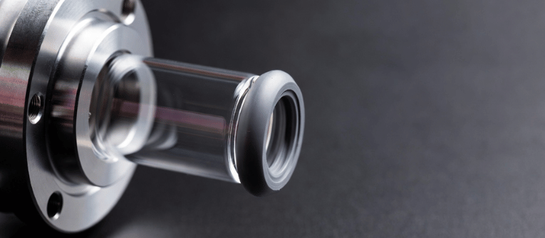 Elga UV glass reactor with stainless steel flange and transparent tube for laboratory UV processing and chemical research