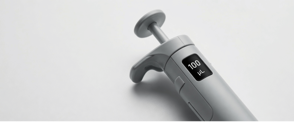 Fixed-Volume Pipettes with 100 µL display, ergonomic lab tool for precise liquid handling in scientific experiments