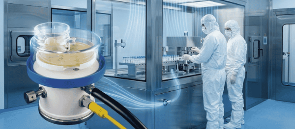 R2S Sampler used in a pharmaceutical cleanroom for microbial air monitoring, supporting contamination control and sterile production.