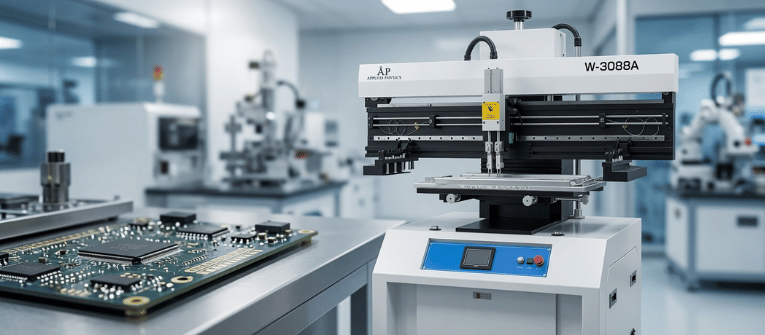 Solder Bridging inspection machine checks PCB defects on an assembly line in a modern electronics factory