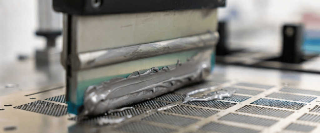 Solder Bridging on a printed circuit board during reflow soldering, showing excess solder between components