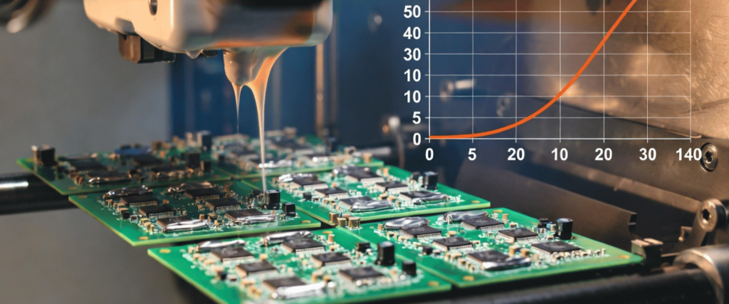Solder Bridging on circuit boards during automated PCB assembly with precise machine dispensing solder in a factory line