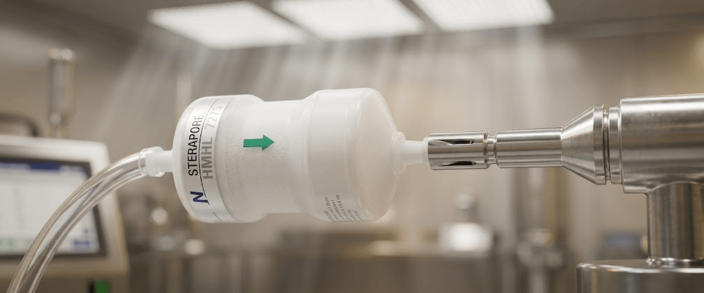 Validate Remote Particle Sensors device attached to stainless steel process line for cleanroom air sampling and monitoring