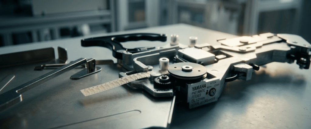 Yamaha CL 12mm pneumatic feeder machine with precision components, used for automated electronics assembly and tape feeding